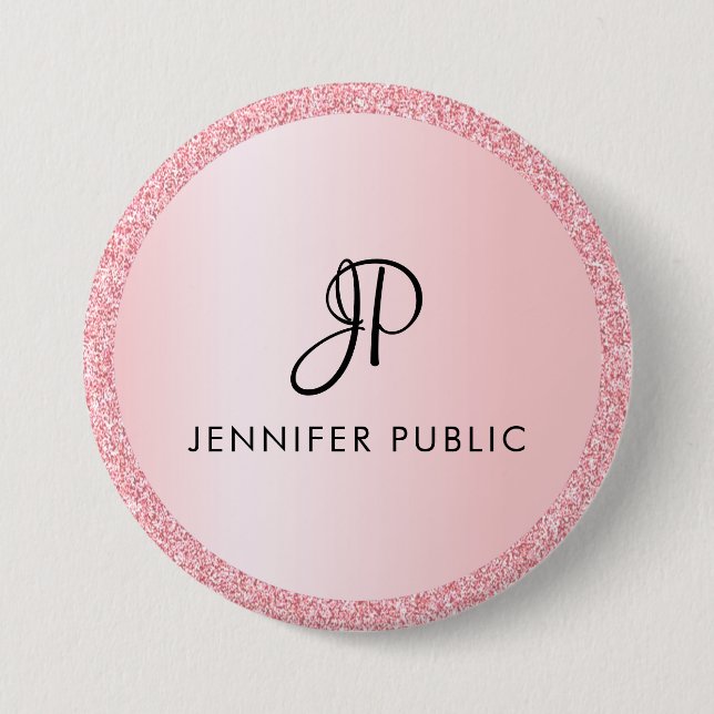 Personalized Monogram Template Rose Gold Glitter 7.5 Cm Round Badge (Front)