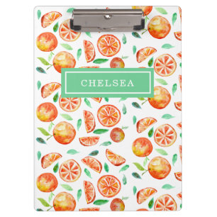 Personalized Monogram Watercolor Oranges Citrus Clipboard