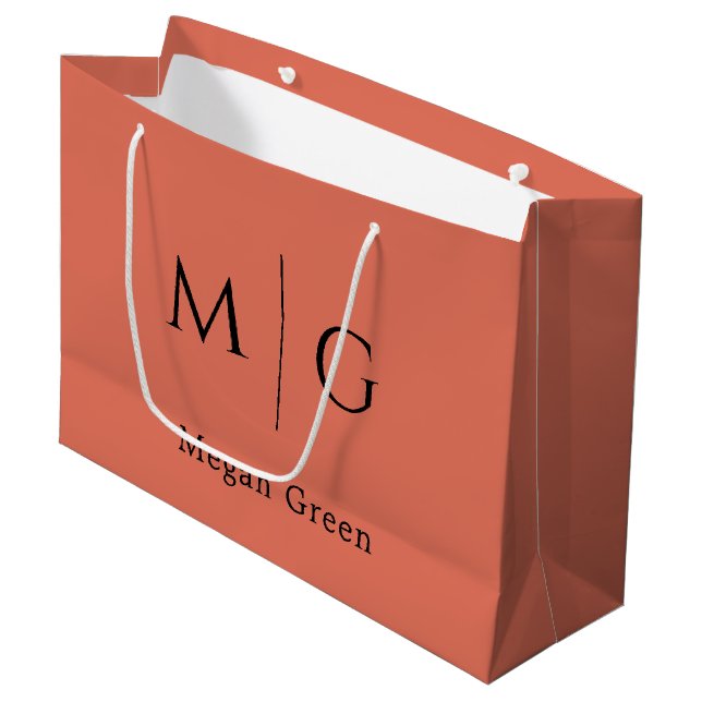 Personalized Monogram with Name Terracotta Large Gift Bag (Front Angled)