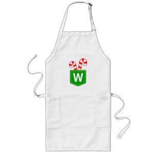 Personalized Monogrammed Candy Cane in Pocket Chic Long Apron