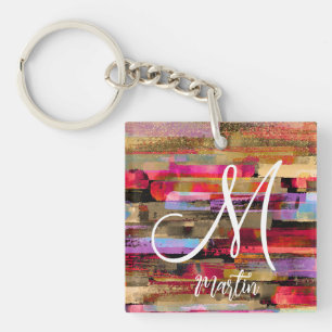 Personalized monogrammed colorful keychains