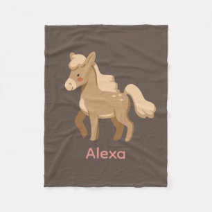 Personalized Monogrammed Pony Horse Girl  Fleece Blanket