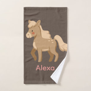 Personalized Monogrammed Pony Horse Girl  Hand Towel