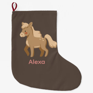 Personalized Monogrammed Pony Horse Girl  Large Christmas Stocking