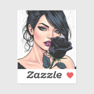 Personalized Moody Gothic Woman with Rose  