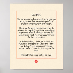 Personalized Mother's Day Letter  Poster