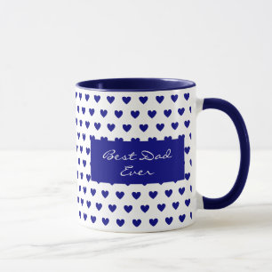 Personalized Motivational Deep Blue Hearts Pattern Mug