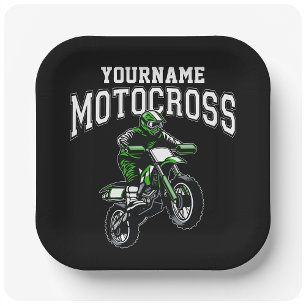 Personalized Motocross Dirt Bike Rider Racing   Paper Plate