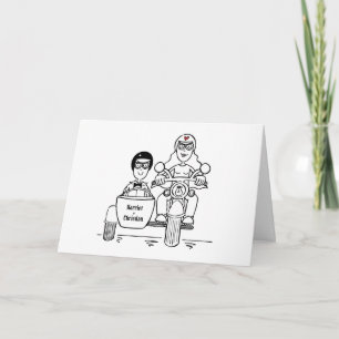 Personalized Motorbike + Sidecar Wedding Card