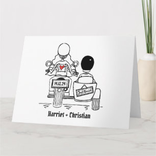 Personalized Motorbike + Sidecar Wedding Card