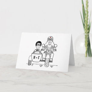 Personalized Motorbike + Sidecar Wedding Card