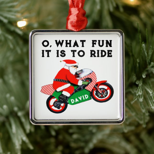Personalized Motorcyclist Keepsake metal ornament (Tree)