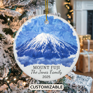 Personalized Mount Fuji Ornament, Japan Ceramic Tree Decoration