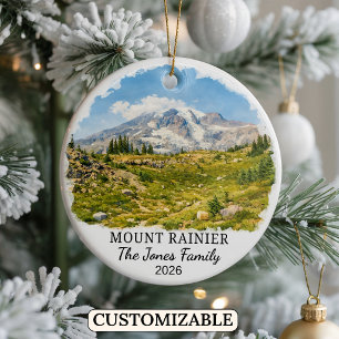 Personalized Mount Rainier National Park Washingto Ceramic Tree Decoration