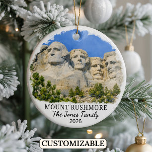 Personalized Mount Rushmore Ornament, South Dakota Ceramic Tree Decoration