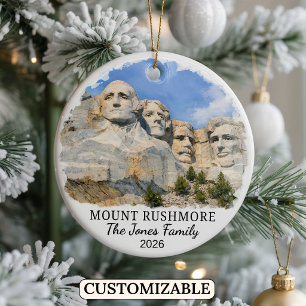 Personalized Mount Rushmore Ornament, South Dakota Ceramic Tree Decoration