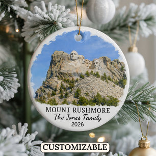 Personalized Mount Rushmore Ornament, South Dakota Ceramic Tree Decoration