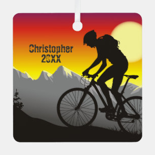 Personalized Mountain Bike Biking Christmas Metal Tree Decoration