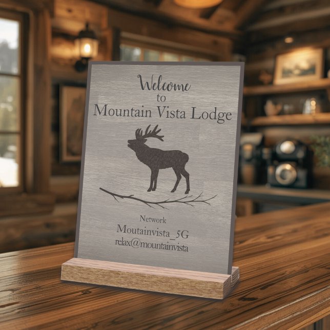 Personalized Mountain Lodge Guest WiFi Sign (mountain lodge elk wifi sign
)