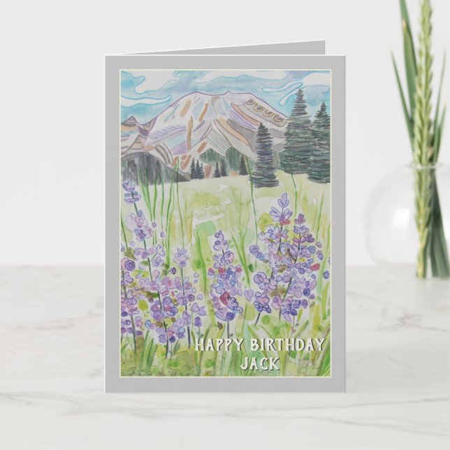 Personalized Mountain Scene Birthday Card (Front)