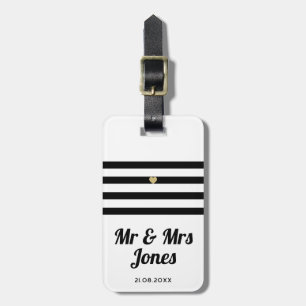 Personalized Mr and Mrs White Wedding Newlywed Luggage Tag