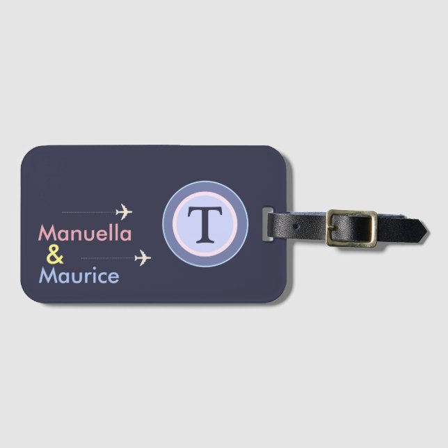 Personalized Mr. & Mrs. Airplane travel Luggage Tag (Front Horizontal)