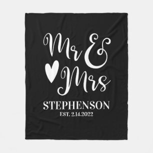 Personalized Mr Mrs Couples Wedding Fleece Blanket