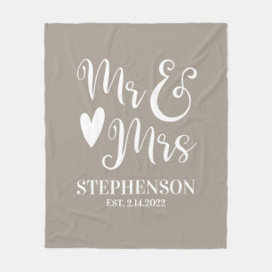 Personalized Mr Mrs Couples Wedding Fleece Blanket