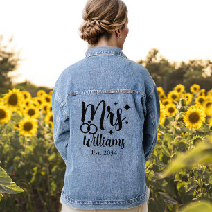 Personalized Mrs Est Date Bride Wedding Party Jean Denim Jacket