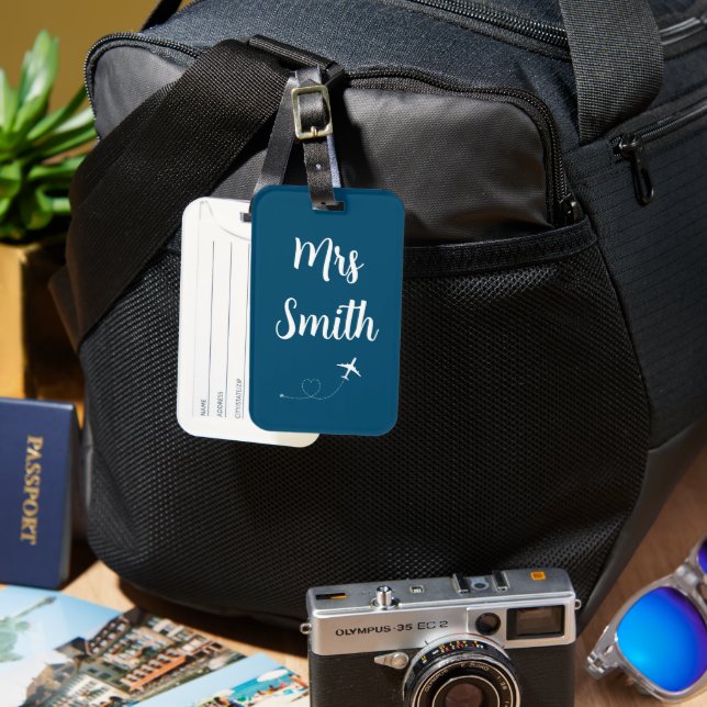 Personalized Mrs Luggage Travel Tag Honeymoon  (Front & Back)