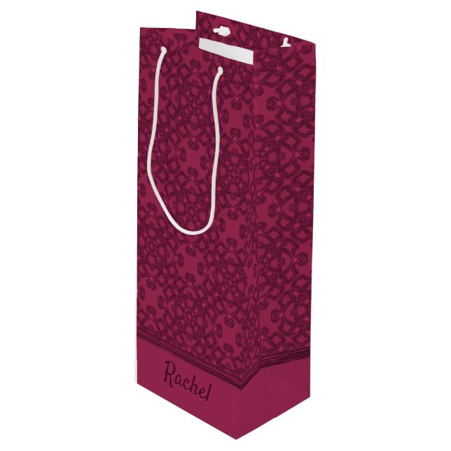 Personalized mulberry pattern wine gift bag (Front Angled)