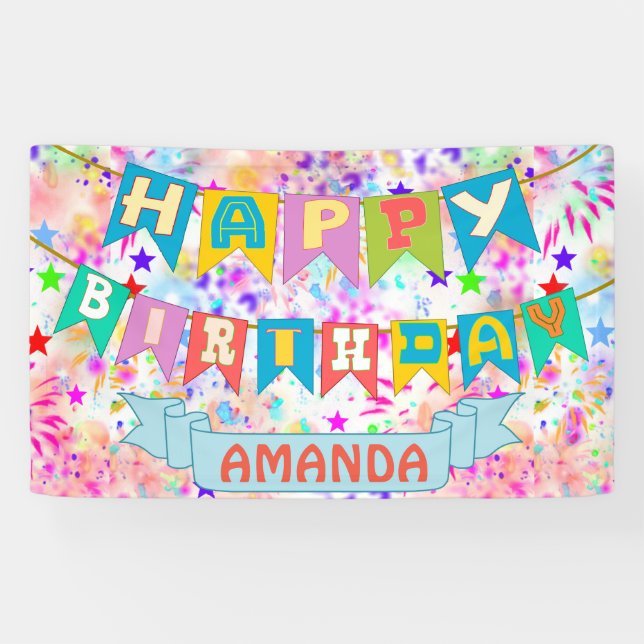 Personalized multicolor party banner (Horizontal)