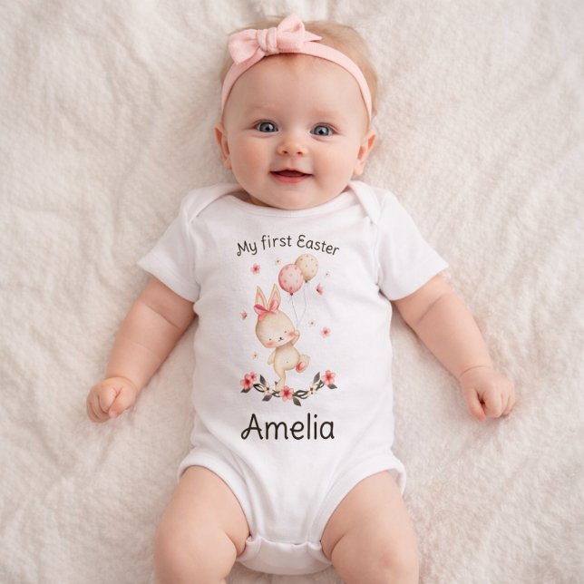 Personalized My First Easter Baby Girl with Bunny Bodysuit (Creator Uploaded)