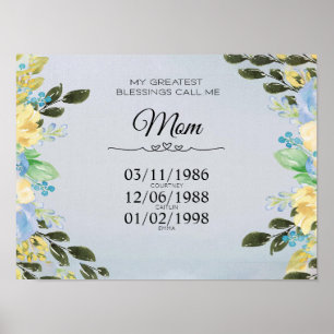 Personalized My Greatest Blessing Call Me Mom Post Poster