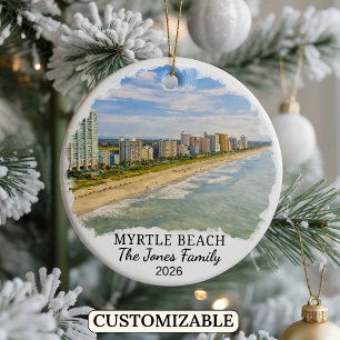 Personalized Myrtle Beach Ornament, South Carolina Ceramic Tree Decoration
