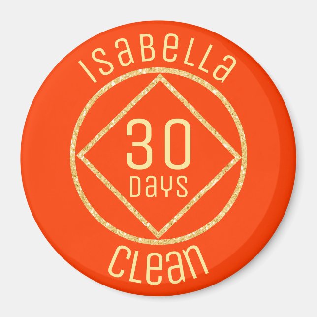 Personalized NA Narcotics Anonymous 30 days clean Magnet (Front)