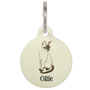 Personalized Name and No. Phone - Siamese Cat Pet Tag