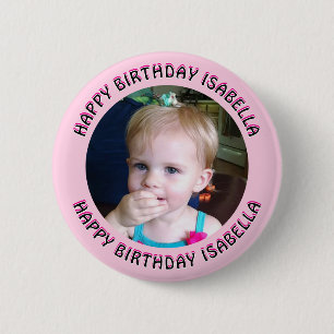 Personalized Name and Photo Birthday 6 Cm Round Badge