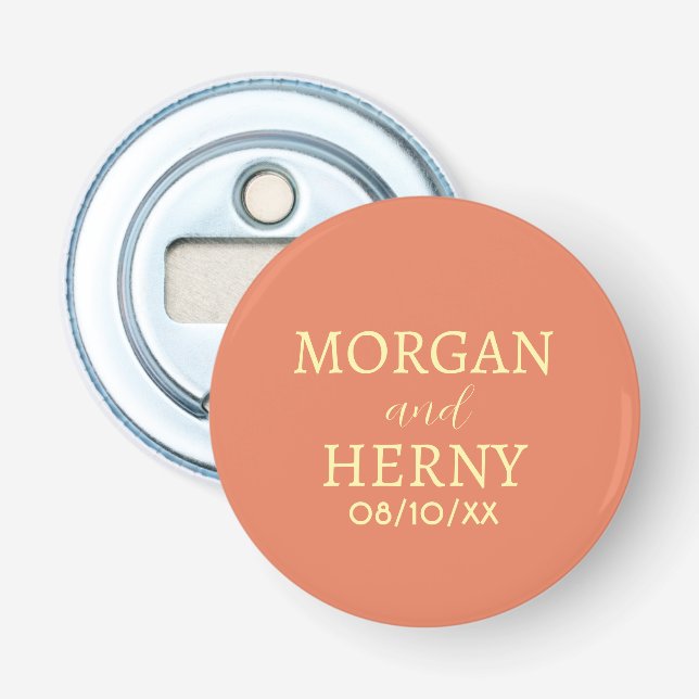 PERSONALIZED NAME AND TEXT STYLISH MODERN WEDDING BOTTLE OPENER (Front)