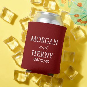 PERSONALIZED NAME AND TEXT STYLISH MODERN WEDDING CAN COOLER