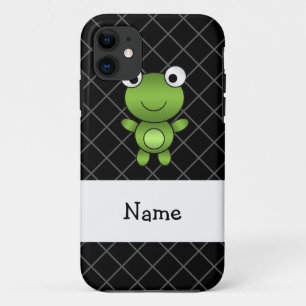 Personalized name baby frog black criss cross Case-Mate iPhone case