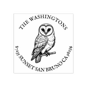 Personalized Name Barn Owl Return Address Stamp