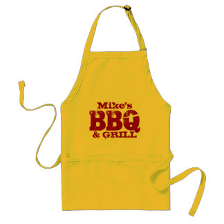 Personalized name BBQ apron for men | Red yellow