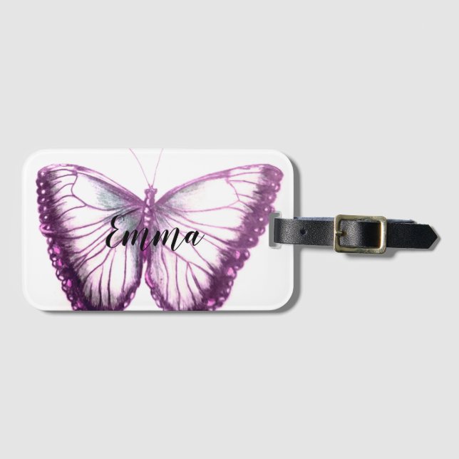 Personalized Name Beautiful butterfly Luggage Tag (Front Horizontal)