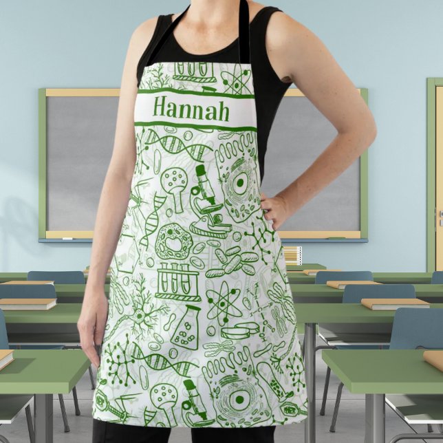 Personalized Name Biology Doodle Theme Apron (Creator Uploaded)