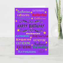 Personalized Name birthday Card- multiple