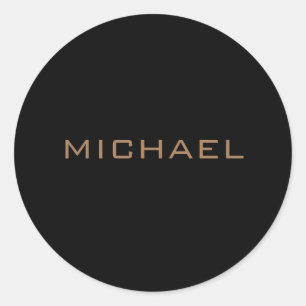Personalized Name Black Gold Classic Round Sticker