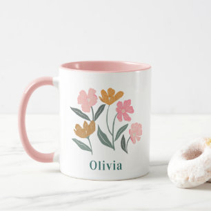 Personalized Name Botanical Illustrated Bridesmaid Mug