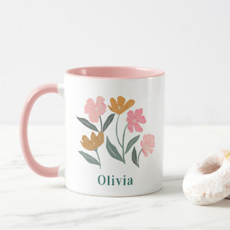 Personalized Name Botanical Illustrated Bridesmaid Mug