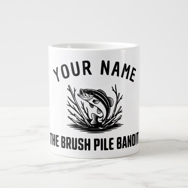 Personalized Name Brush Bass Hunter Large Coffee Mug (Front)